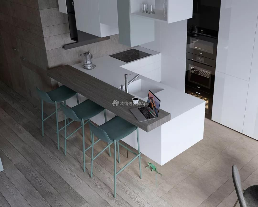 100平米现代风格三室一厅厨房吧台效果图欣赏