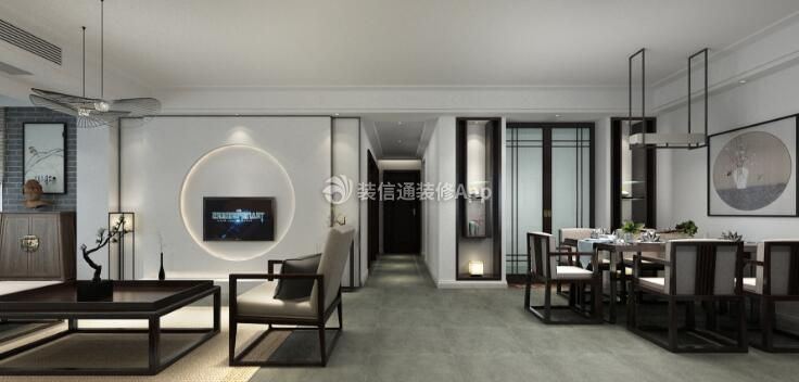 127平米三居室新中式风格餐厅装修案例赏析
