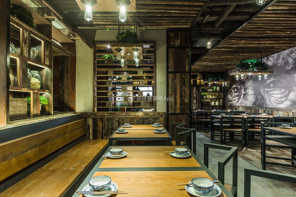 500平米中式风格特色餐厅餐桌装修设计效果图
