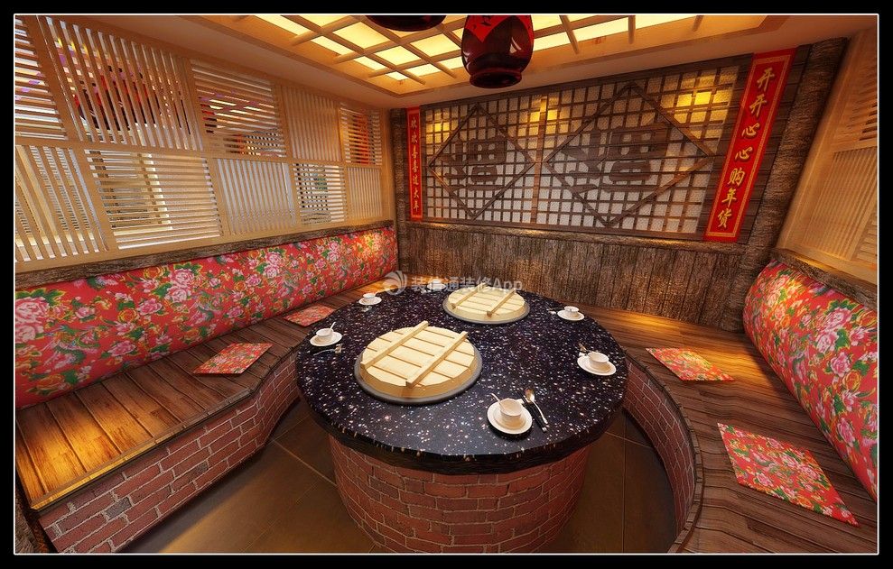 400平混搭風(fēng)格鐵鍋燉魚店面餐廳背景墻裝修設(shè)計(jì)效果圖