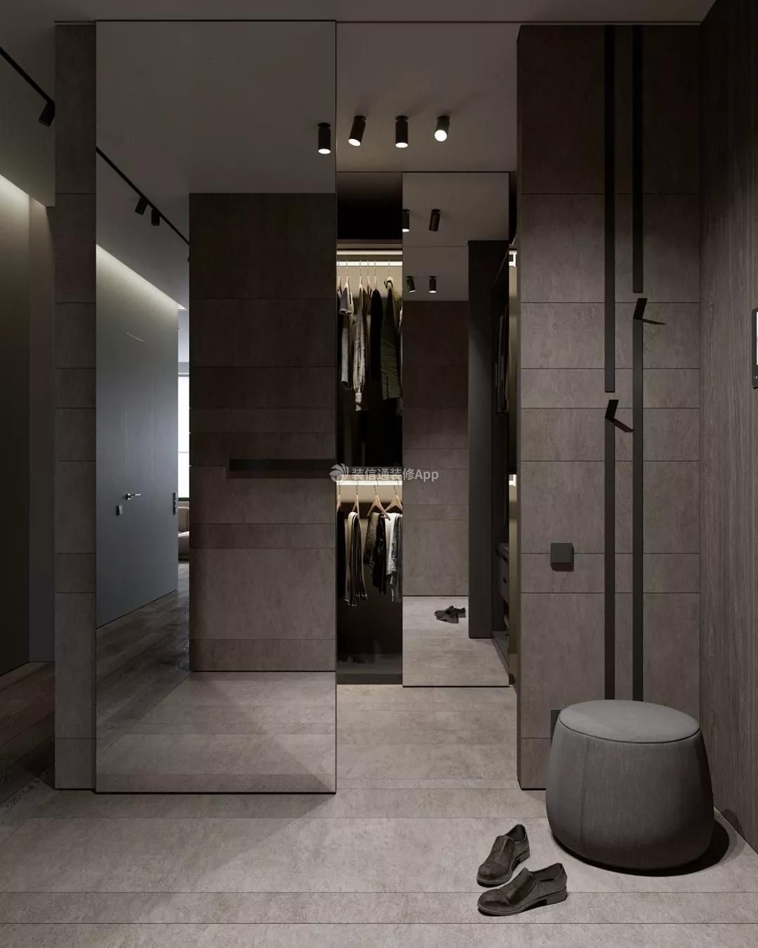 100平米现代风格三室一厅步入式衣帽间设计图片