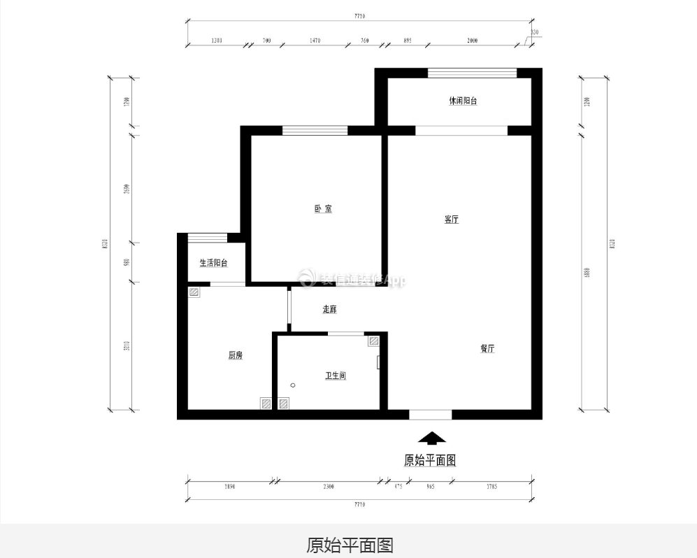 現(xiàn)代簡約風格74平米兩居室裝戶型圖