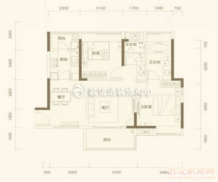 現(xiàn)代簡(jiǎn)約93平米三居室戶型圖欣賞