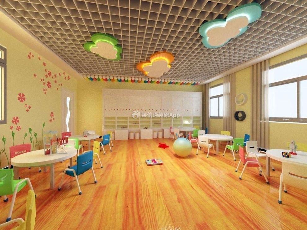 现代风格幼儿园800平教室装修设计效果图图片