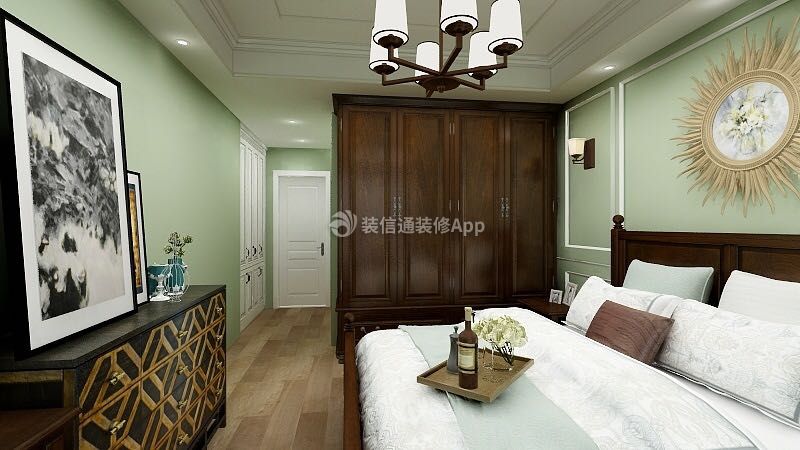 150平浅色调简美风格卧室实木衣柜设计图片