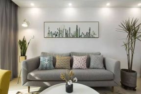 时尚北欧风格88平米三居室客厅沙发墙设计图片