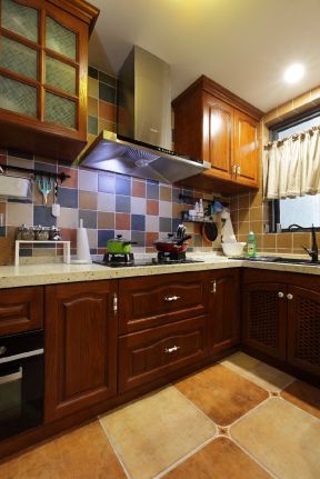 美式风格三居室92平米厨房装饰效果图片大全