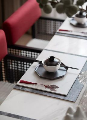120平米中式风格四居餐厅餐桌桌面装饰效果图