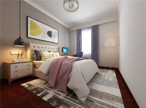 100平两居现代简约风格卧室床头吊灯设计图片