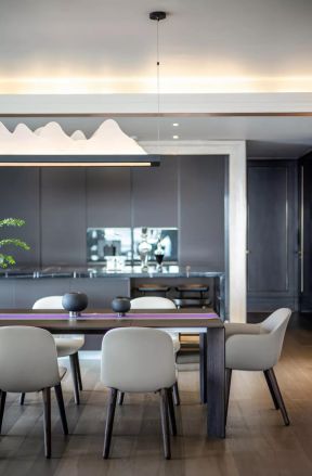 380平米别墅轻奢风格餐厅桌子椅子装修效果图