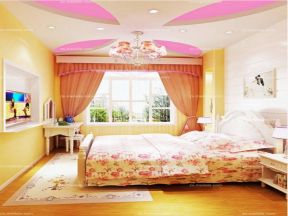 韩式田园风格83㎡二居室卧室吊顶装修效果图