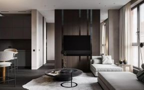 二居90平现代风格客厅电视墙装修设计效果图