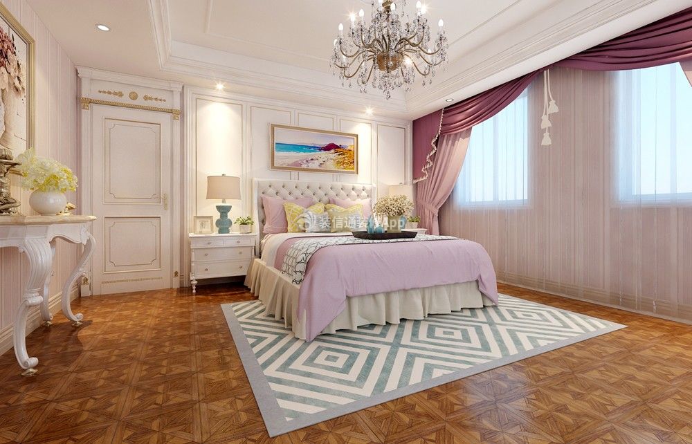 120平米豪华欧式风格三居室卧室窗帘图片赏析