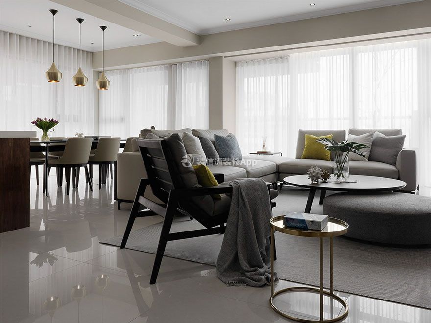 现代风格90平米客厅沙发椅装修效果图