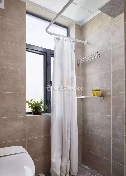 75平米北欧风格两室一厅卫生间浴帘装修图片