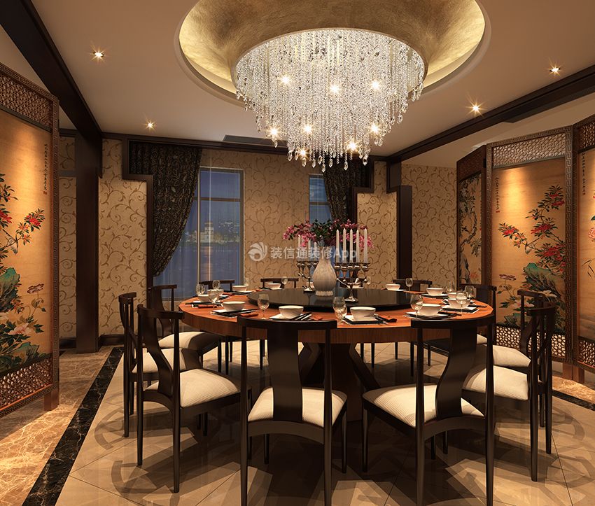 别墅1200平中式风格餐厅装修设计图