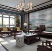 中式风格190㎡四居室客厅背景墙装修案例