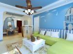 地中海风格130平米三居客厅沙发背景墙装修案例图片