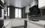 130平米现代美式风格厨房白色橱柜设计图片