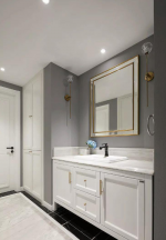 现代美式风格130平米三室两厅卫生间洗手池图片