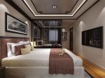 沉稳中式风格130平米三居室卧室床头背景设计图片