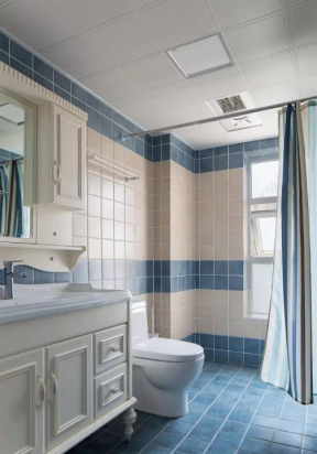 98平米地中海风格三居室卫生间浴帘设计图片
