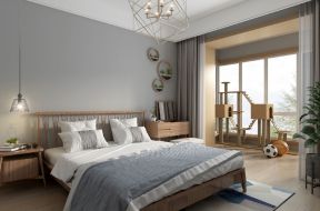 北欧风格86平米二居室卧室窗帘设计效果图