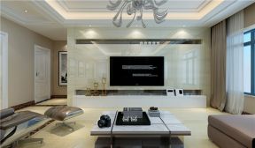 现代简约130平米三居室客厅电视墙设计图片