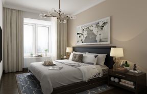100平米三居室现代卧室窗帘装修效果图