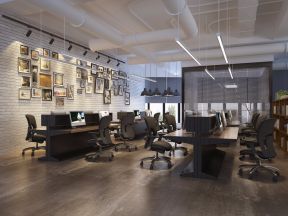 1100平现代风格办公室办公区墙面装修设计效果图