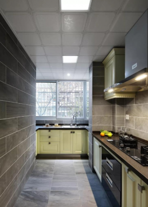 100平米美式风格三室一厅厨房瓷砖效果图欣赏