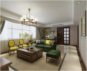 美式风格110平三居室客厅沙发装修效果图