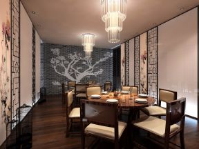 中式风格酒店700平餐厅背景墙装修效果图