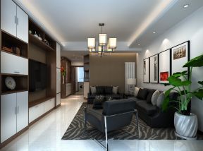 100平米中式风格三居室客厅植物装修效果图