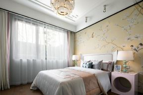 200平米中式风格四居室卧室窗帘装修效果图