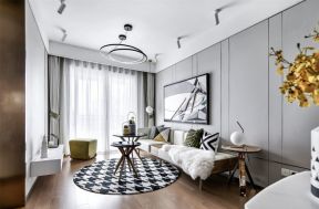 116平米现代风格三居室客厅窗帘装修效果图大全