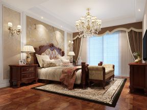 2023美式风格90平米两居室卧室床设计图片