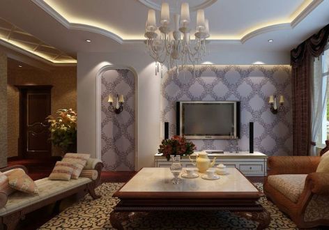 天津贻景台欧式风格130平米三居室装修效果图
