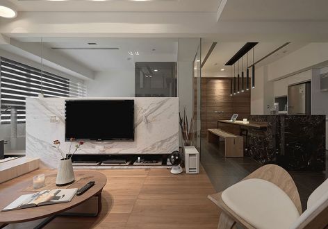 天津海景文苑现代风格99平米两居室装修案例