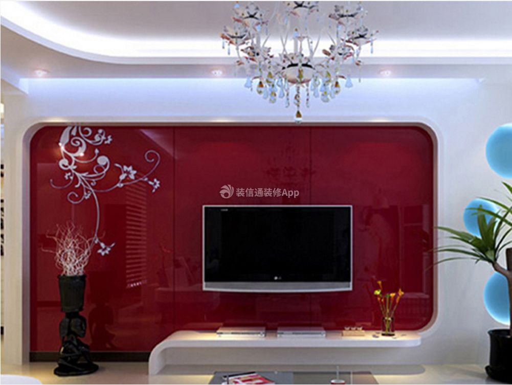 现代简约风格80平米客厅电视墙设计图片