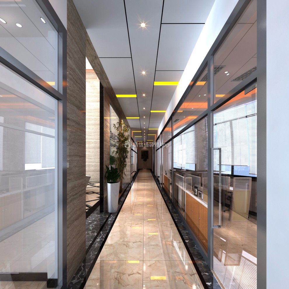 1500平现代风格办公室走廊设计装修效果图