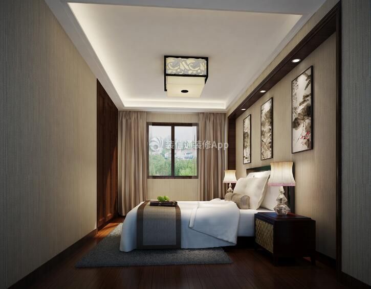 新中式风格167平米四居室卧室装修案例
