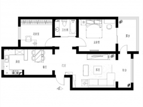 现代简约风格80平米两居室户型图