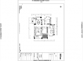 142平米两居室美式风格平面户型设计图