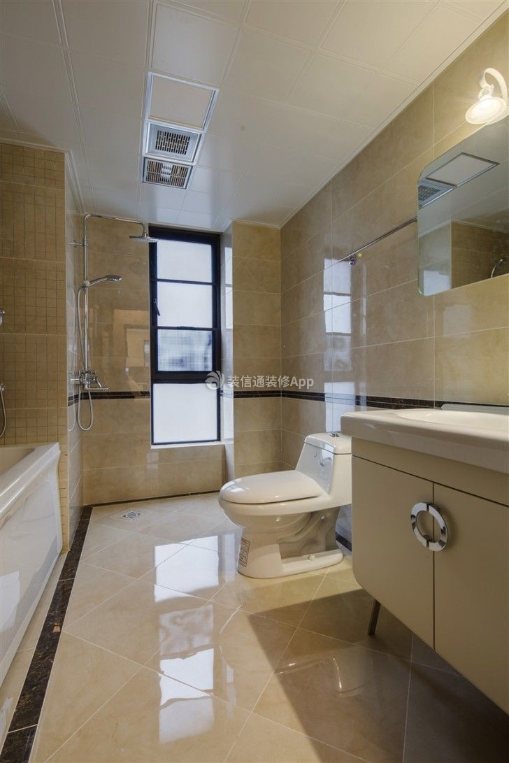 中式风格138平米四居室卫生间瓷砖装修效果图
