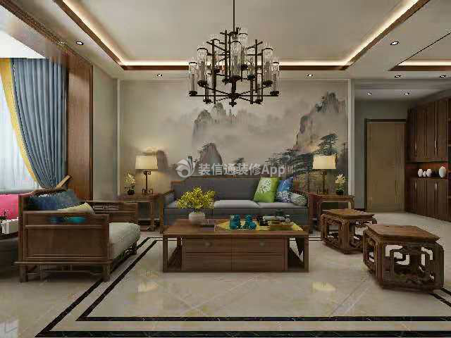 中式风格客厅背景墙装修效果图 中式风格客厅背景墙效果图