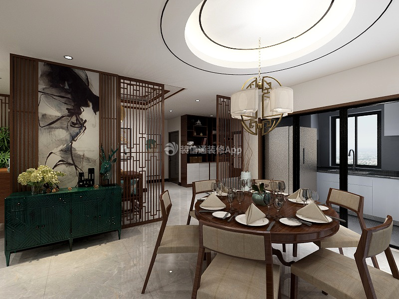 新中式风格120平三居室餐厅装修效果图
