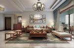 新中式风格140平米三居室客厅沙发背景墙装修效果图