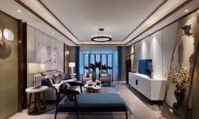 新中式风格164平米三居室客厅吊顶设计图片