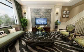 300平美式风格别墅客厅电视背景墙装修图片